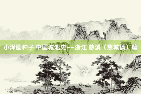 小泽圆种子 中国城池史——浙江 慈溪（慈城镇）篇