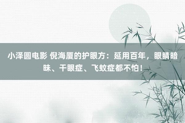 小泽圆电影 倪海厦的护眼方：延用百年，眼睛暗昧、干眼症、飞蚊症都不怕！